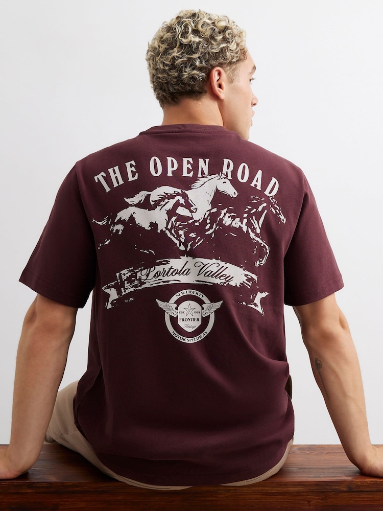 River Island Oversized Graphic Open Road T-Shirt - Imagen 1 de 4