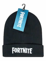 Vanilla Underground Black Fortnite Boys Embroidered Logo Beanie Hat - Image 2 of 6