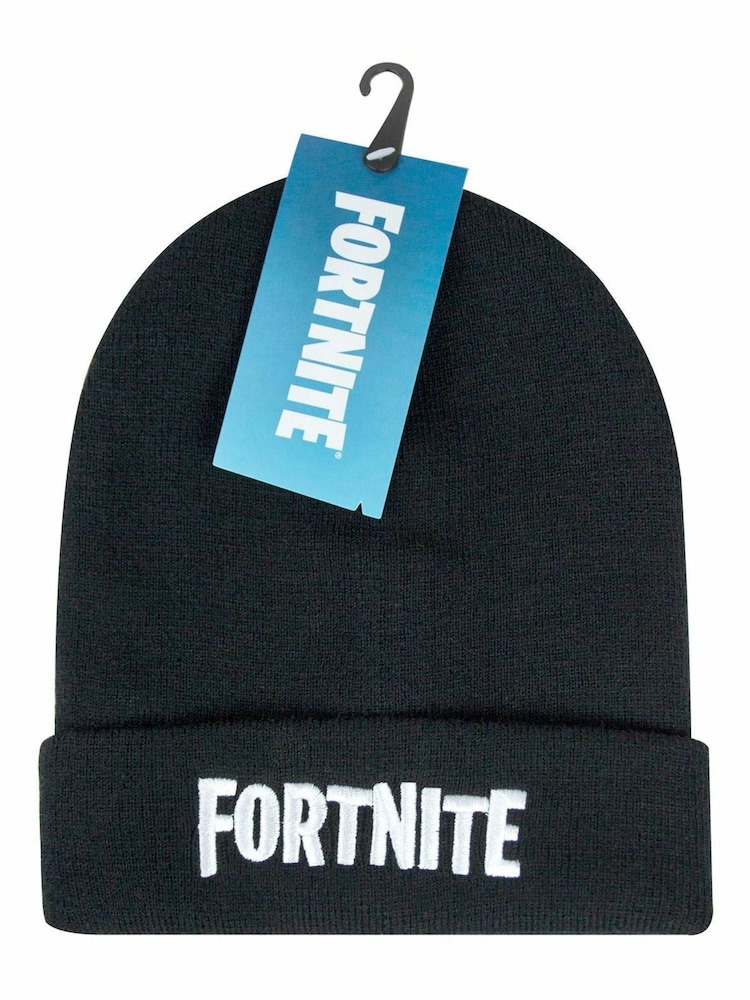 Vanilla Underground Black Fortnite Boys Embroidered Logo Beanie Hat - Image 2 of 6