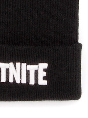 Vanilla Underground Black Fortnite Boys Embroidered Logo Beanie Hat - Image 3 of 6