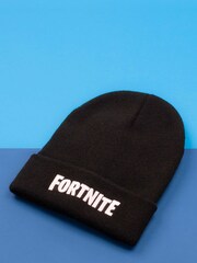 Vanilla Underground Black Fortnite Boys Embroidered Logo Beanie Hat - Image 6 of 6