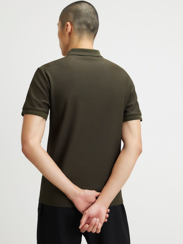 Grön - River Island Muskulös passform Textured Polotröjor - Bild 2 av 4