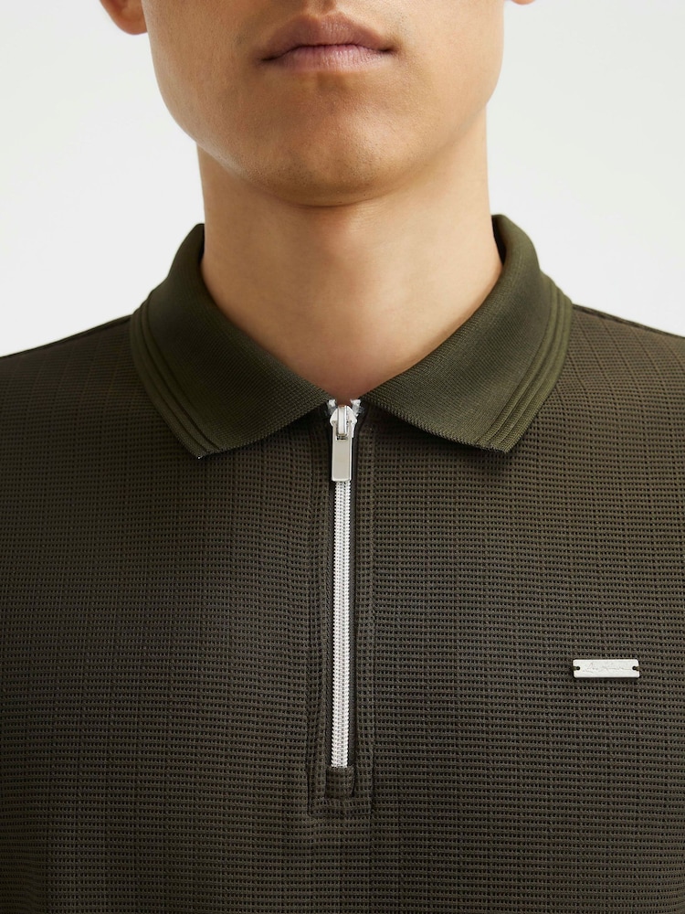 Grön - River Island Muskulös passform Textured Polotröjor - Bild 4 av 4