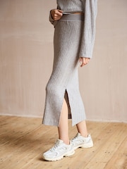 Neutral Plissé Textured Soft Touch Cosy Skirt - Image 1 of 7