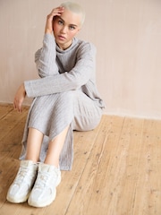 Neutral Plissé Textured Soft Touch Cosy Skirt - Image 3 of 7