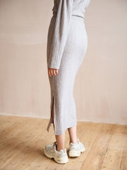 Neutral Plissé Textured Soft Touch Cosy Skirt - Image 4 of 7