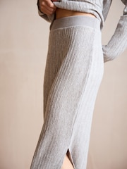 Neutral Plissé Textured Soft Touch Cosy Skirt - Image 5 of 7
