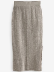 Neutral Plissé Textured Soft Touch Cosy Skirt - Image 6 of 7