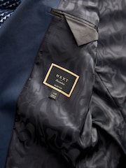 Navy Slim Fit Satin Jacquard Blazer - Image 11 of 12