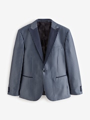 Navy Slim Fit Satin Jacquard Blazer - Image 6 of 12