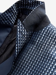 Navy Slim Fit Satin Jacquard Blazer - Image 8 of 12