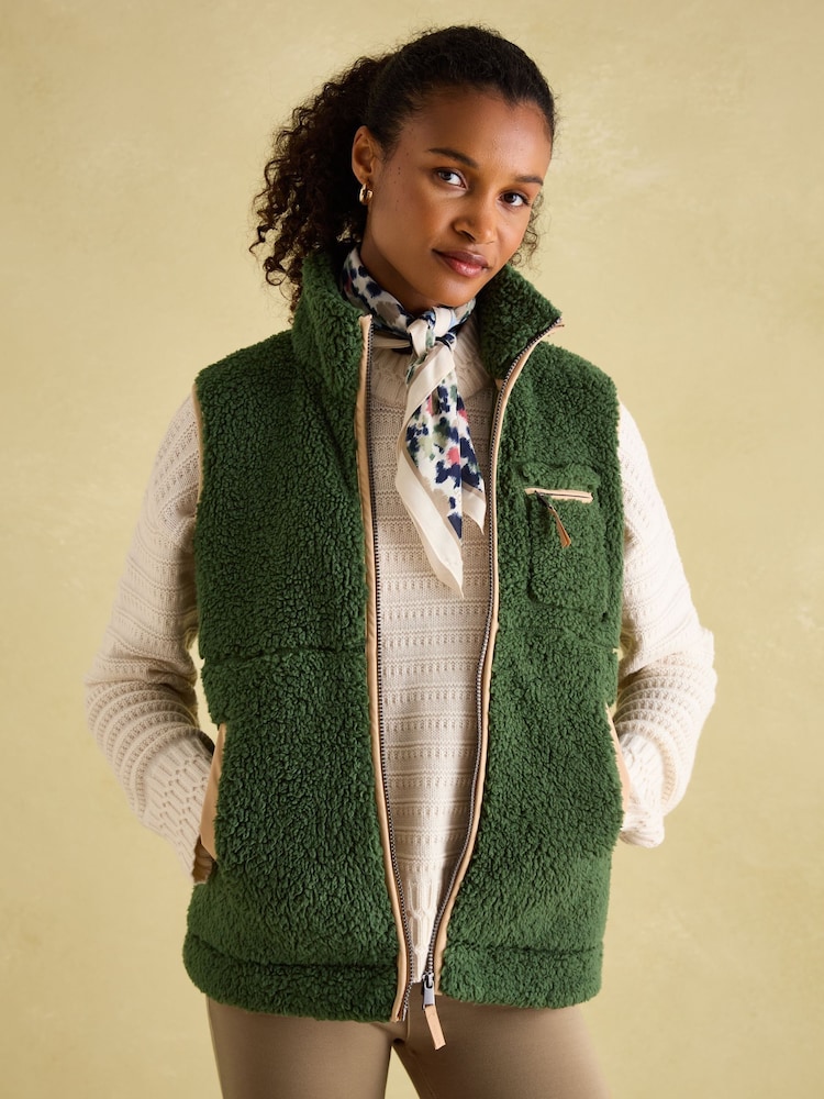Joules Mallory Green Fleece Gilet - Image 1 of 8