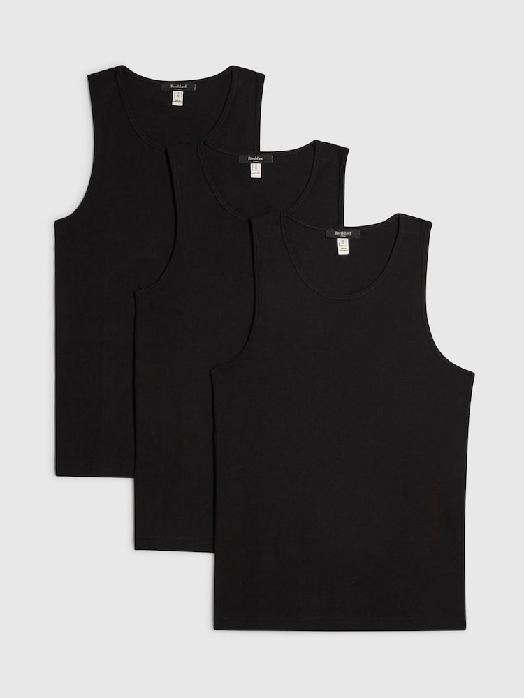 River Island Black Muscle Rib Vests 3 Pack - Image 1 of 6