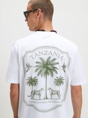 River Island White Regular Fit Tanzania Palm Tree T-Shirt - Image 1 of 4
