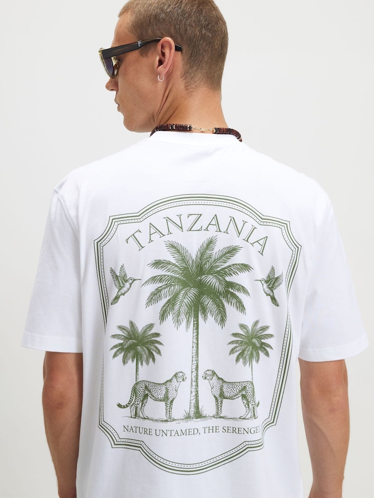 River Island White Regular Fit Tanzania Palm Tree T-Shirt - Image 1 of 4