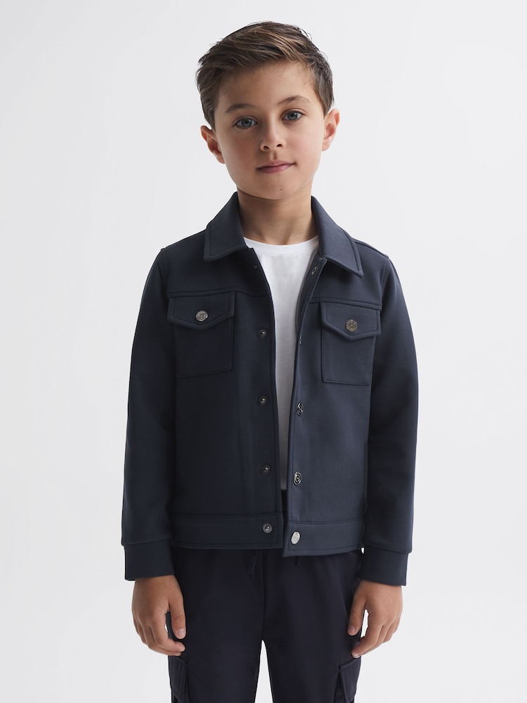Reiss Eclipse Blue Jerry Senior Twin Pocket Overshirt - Image 1 of 5
