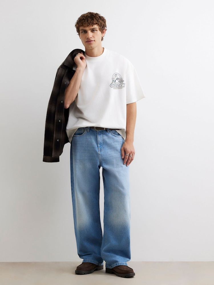River Island överdimensionerad grafisk outlaw T-shirt - Bild 1 av 4