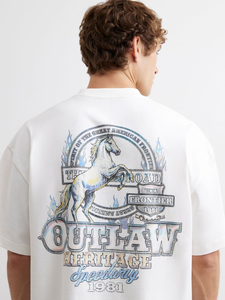 River Island överdimensionerad grafisk outlaw T-shirt - Bild 4 av 4