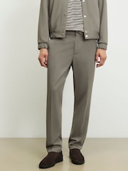 River Island Grey Slim Fit Textured Smart Trousers - Image 1 of 2