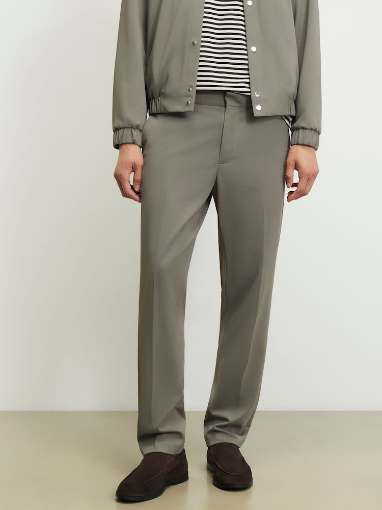 River Island Grey Slim Fit Textured Smart Trousers - Image 1 of 2 River Island Grey Slim Fit Textured Smart Trousers - Image 1 of 2