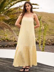Ro&Zo Yellow Cheesecloth Check Tiered Dress - Image 2 of 4