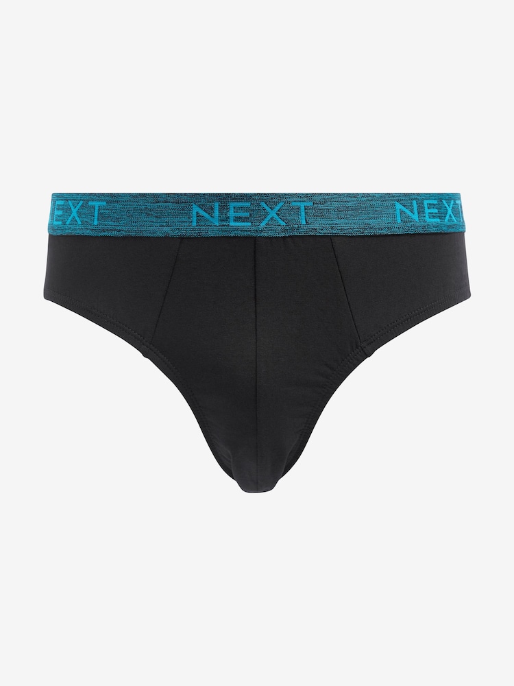 Black Marl Waistband 4 pack Cotton Rich Briefs - Image 4 of 6