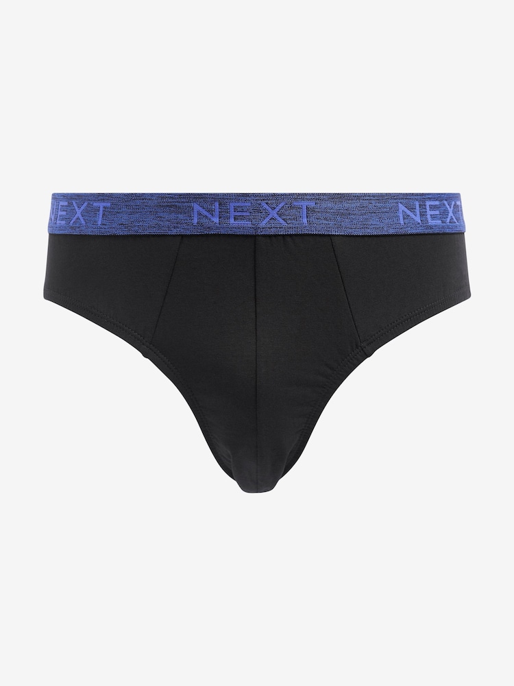 Black Marl Waistband 4 pack Cotton Rich Briefs - Image 5 of 6