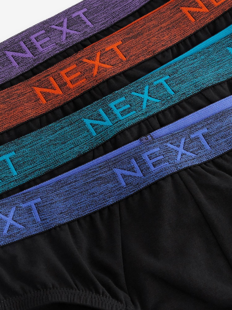 Black Marl Waistband 4 pack Cotton Rich Briefs - Image 6 of 6