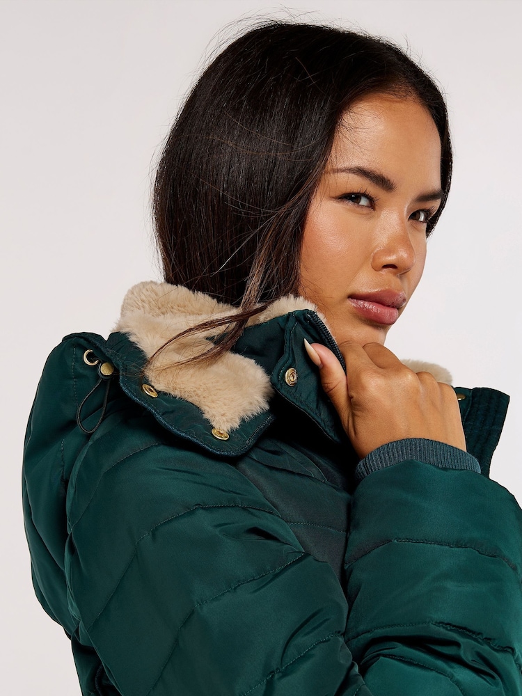 Apricot Green Longline Puffer Coat - Image 5 of 5 Apricot Green Longline Puffer Coat - Image 5 of 5