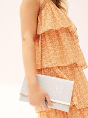 Shimmer Clutch Bag With Detachable Cross-Body Chain - Image 1 of 8