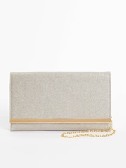 Shimmer Clutch Bag With Detachable Cross-Body Chain - Image 4 of 8