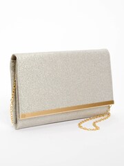Shimmer Clutch Bag With Detachable Cross-Body Chain - Image 6 of 8