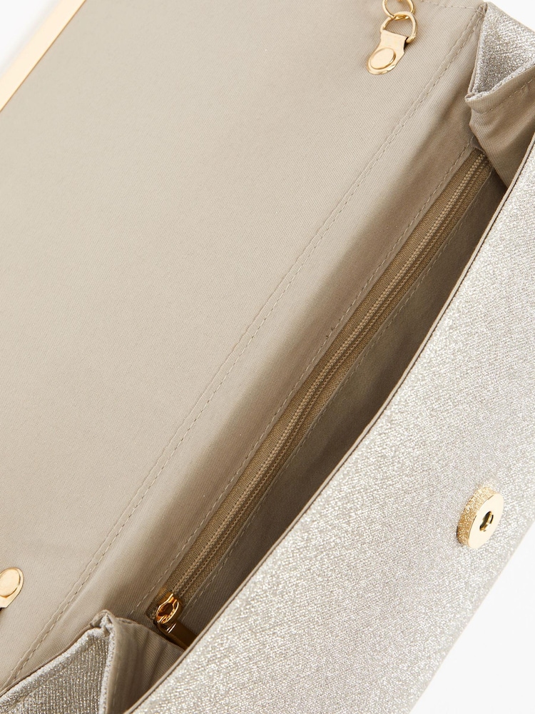 Shimmer Clutch Bag With Detachable Cross-Body Chain - Image 8 of 8