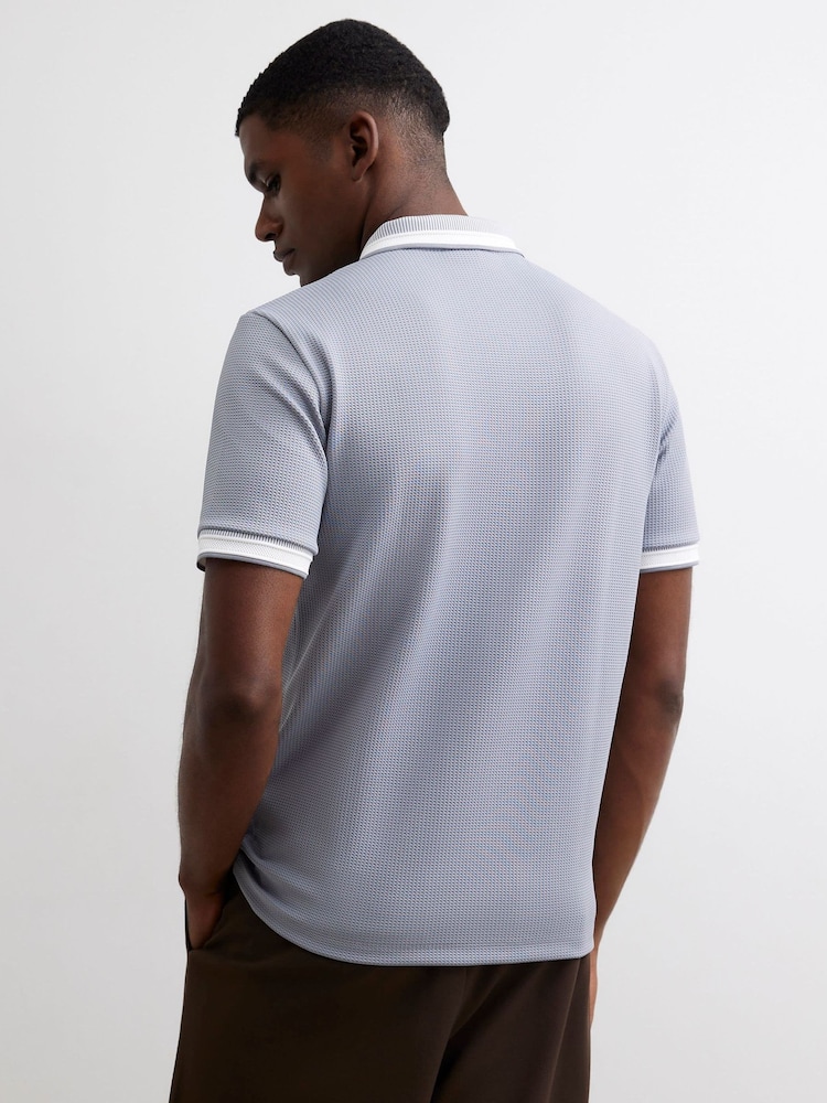 River Island Slim Fit Waffle Zip Polo Shirt - Image 4 of 4