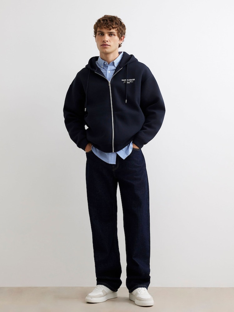 River Island Blue Oversized Premium Maison Hoodie - Image 1 of 4 River Island Blue Oversized Premium Maison Hoodie - Image 1 of 4