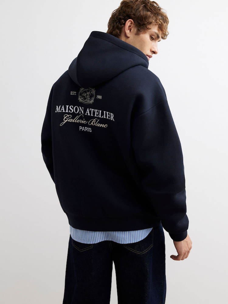 River Island Blue Oversized Premium Maison Hoodie - Image 2 of 4 River Island Blue Oversized Premium Maison Hoodie - Image 2 of 4
