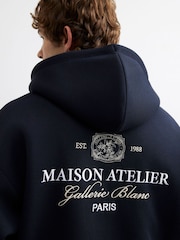 River Island Blue Oversized Premium Maison Hoodie - Image 4 of 4