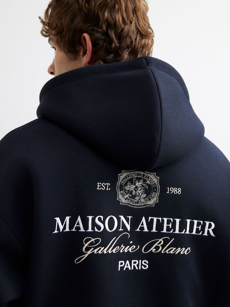 River Island Blue Oversized Premium Maison Hoodie - Image 4 of 4 River Island Blue Oversized Premium Maison Hoodie - Image 4 of 4