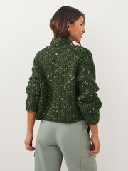 Khakigrün - Gerippter Pullover mit hohem Kragen - Bild 2 von 5