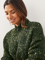 Khakigrün - Gerippter Pullover mit hohem Kragen - Bild 3 von 5