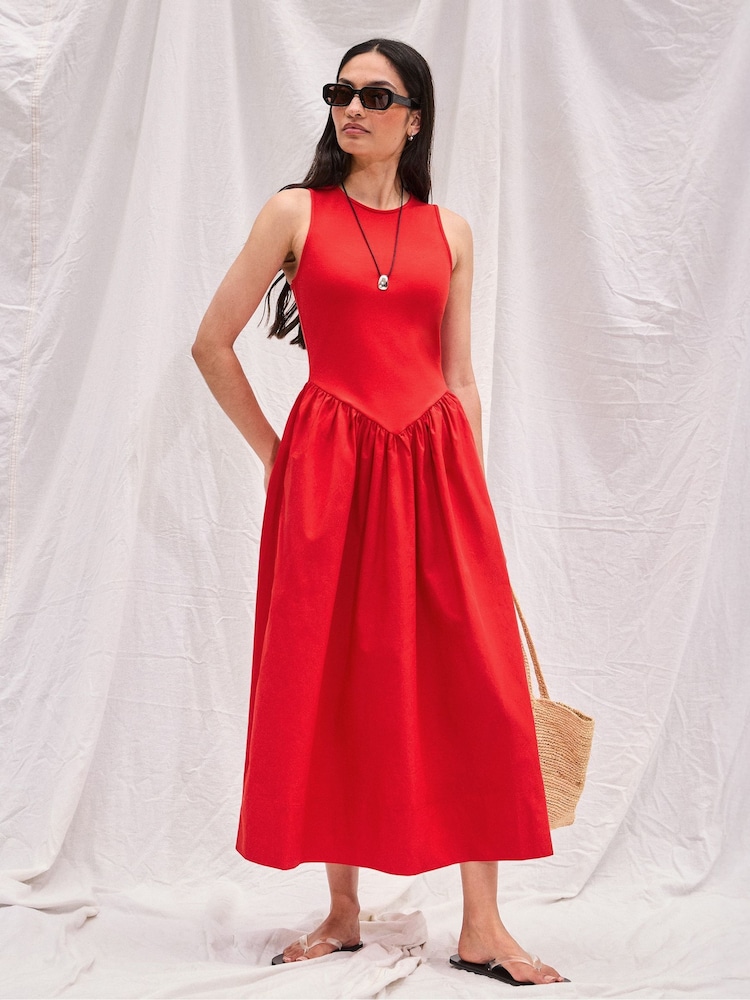 Rot - Ro&Zo Jersey-Midikleid mit Taillenbund - Bild 1 von 5