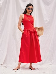 Rot - Ro&Zo Jersey-Midikleid mit Taillenbund - Bild 4 von 5