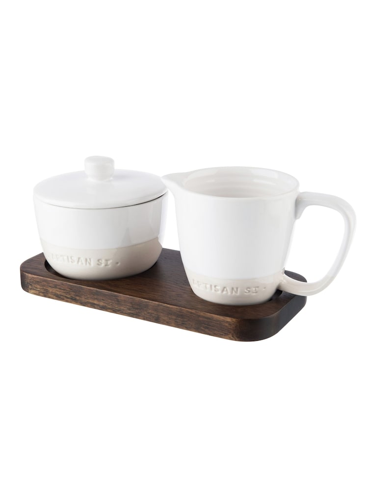 Artisan Street Set of 2 White Sugar Bowl And Milk Jug Set - Image 2 of 2