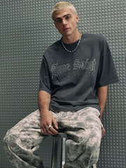 River Island Black Regular Fit Ame Saint T-Shirt - Image 1 of 3