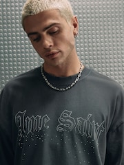 River Island Black Regular Fit Ame Saint T-Shirt - Image 2 of 3