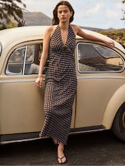 Ro&Zo Brown Spot Print Halter Neck Dress - Image 1 of 5