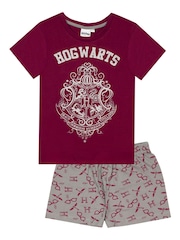 Vanilla Underground Burgundy Red Girls Harry Potter Licensing Short 100% Cotton Pyjamas - Image 1 of 4