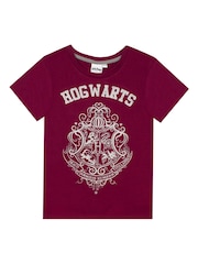 Vanilla Underground Burgundy Red Girls Harry Potter Licensing Short 100% Cotton Pyjamas - Image 2 of 4