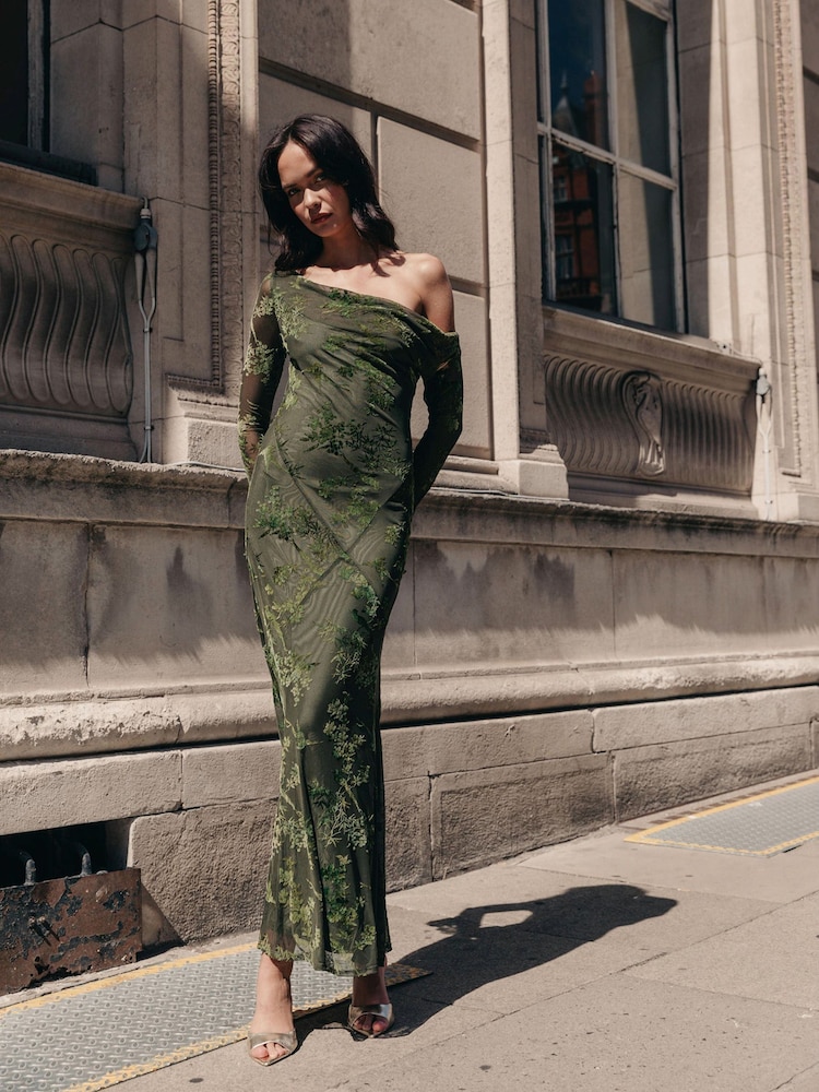 rare london green dress Buy Fallen Shoulder Burnout Maxi from Next USA brands