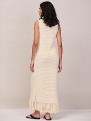 Ro&Zo Cream Knit Fringe Hem Dress - Image 7 of 8